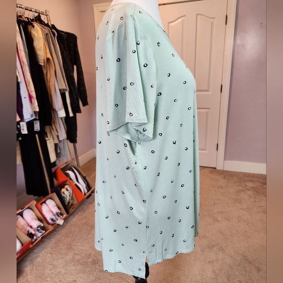 Alfani mint green crew neck dot pattern top tee 2X - Picture 2 of 7